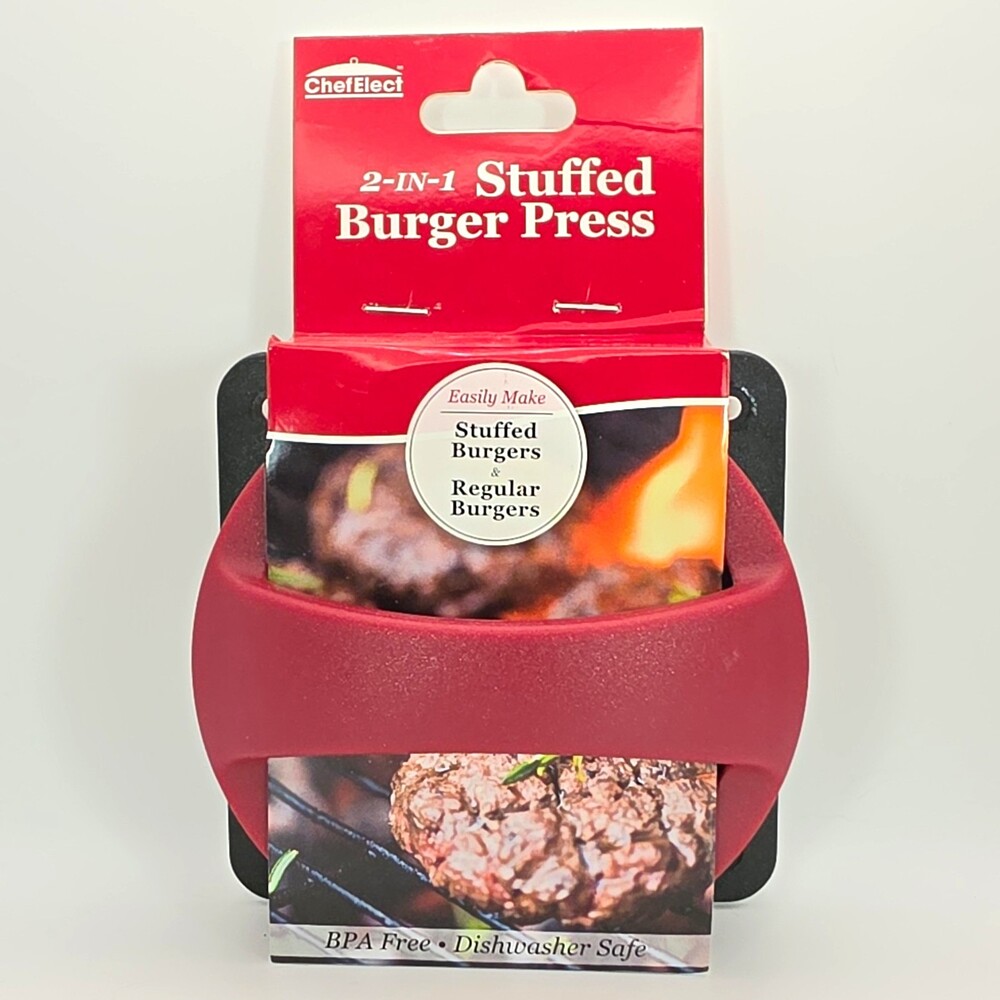 ChefElect 2-in-1 Stuffed Burger Press Large 4in BPA Free Dishwasher Safe
